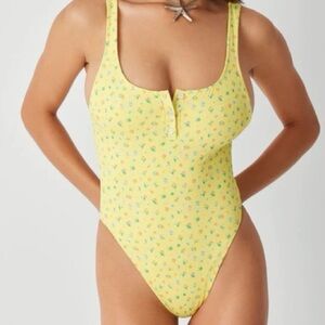 Pamela Anderson X Frankies Bikinis Pacific Floral Print One Piece Swimsuit